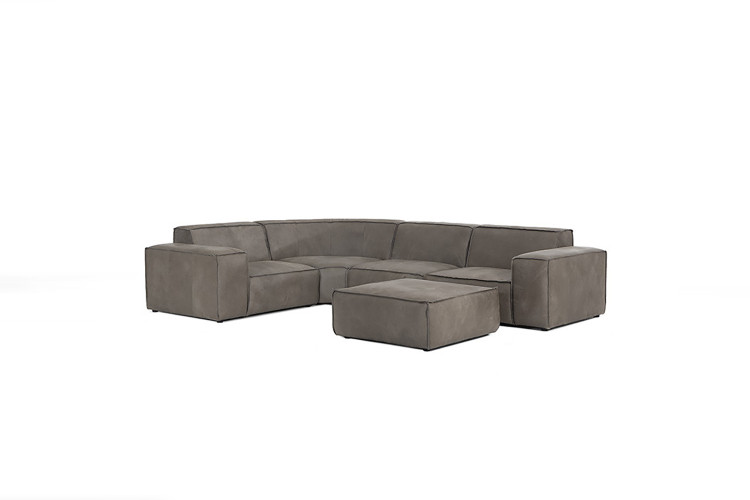 Jagger Leather Modular - Corner Couch With Ottoman - Graphite Living Room Furniture - 1