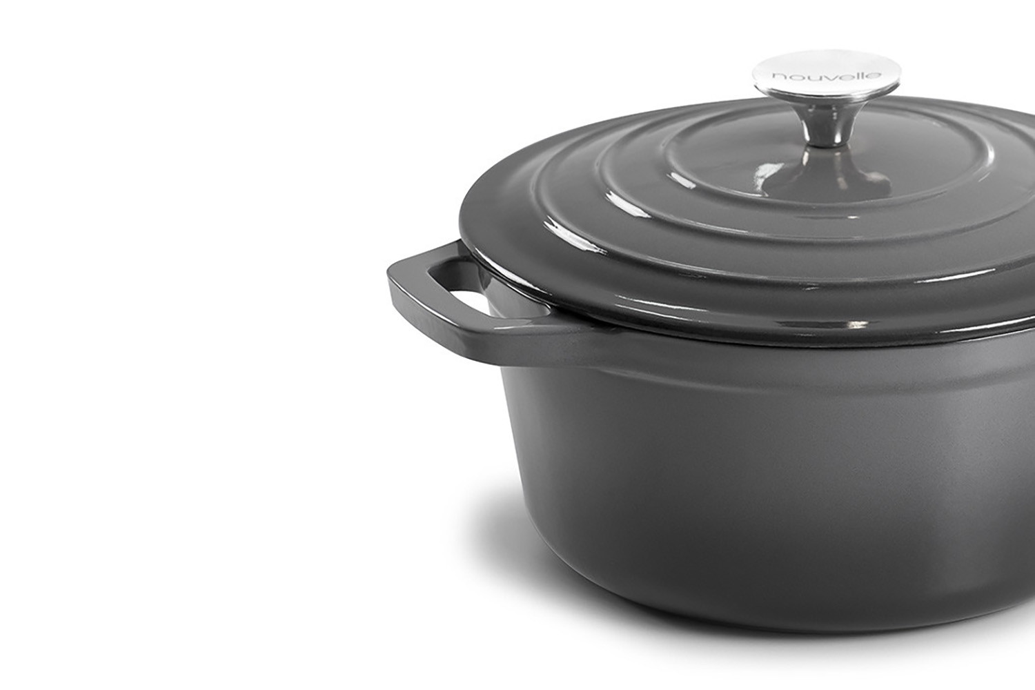 Nouvelle Cast Iron Casserole 24cm Grey Cielo
