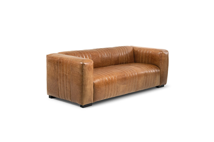 Rockefeller Leather Couch - Wax Crackle Ginger -