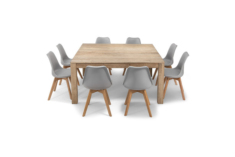 Montreal 1,6m Square | Atom Dining Set- Grey -