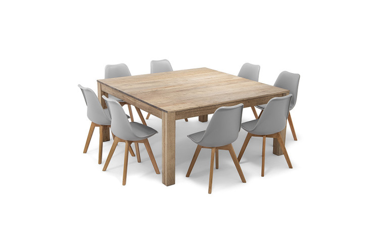 Montreal 1,6m Square | Atom Dining Set- Grey -