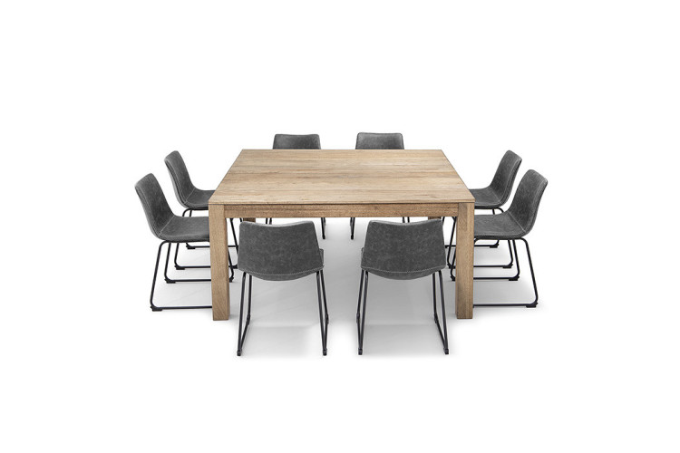 Montreal 1,6m Square | Halo Dining Set - Ebony -