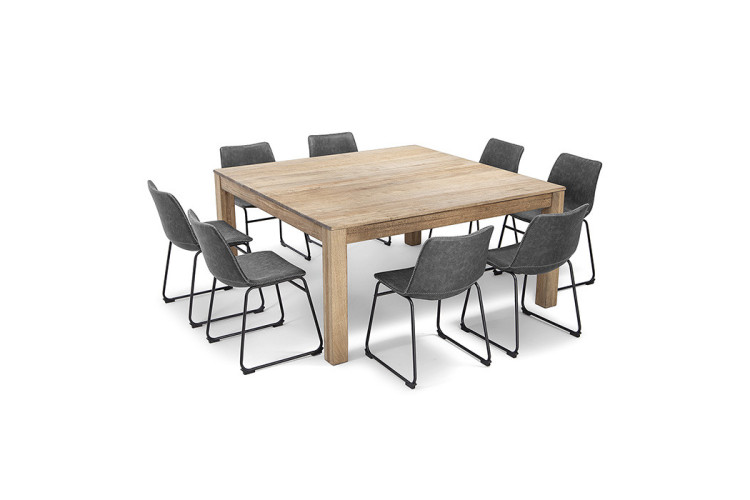 Montreal 1,6m Square | Halo Dining Set - Ebony -