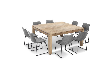 Montreal Square + Halo 8 Seater Dining Set (1.6m) - Storm Grey