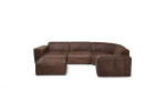 Jagger Leather Modular - Corner Couch With Ottoman - Zambezi Spice -