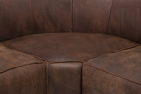 Jagger Leather Modular - Grand Corner Couch with Ottoman - Zambezi Spice -