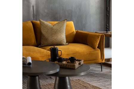 Emeline 3 Seater Couch - Velvet Mustard -