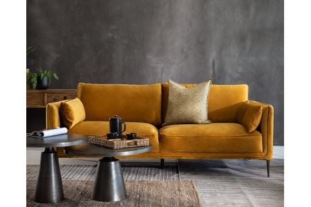 Emeline 3 Seater Couch - Velvet Mustard