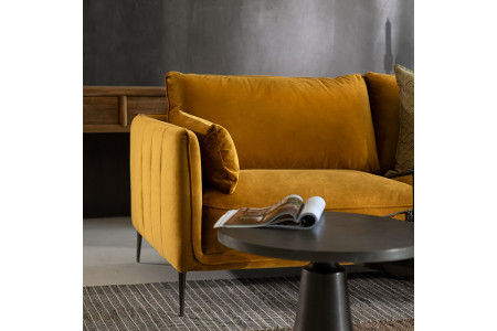 Emeline 3 Seater Couch - Velvet Mustard -