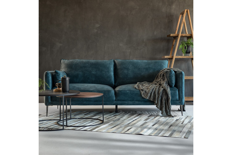 Emeline 3 Seater Couch - Textured Velvet Teal