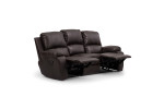 Oxford 3 Seater Leather Recliner - Brown -