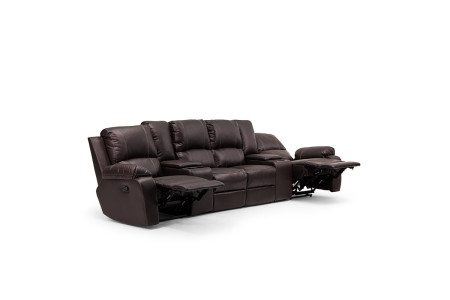 Oxford 4 Seater Leather Cinema Recliner - Brown -