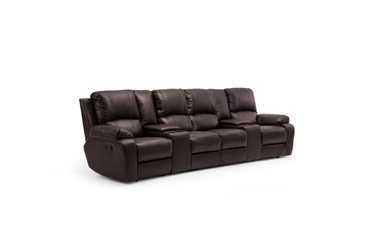 Charlton 4 Seater Leather Cinema Recliner - Brown
