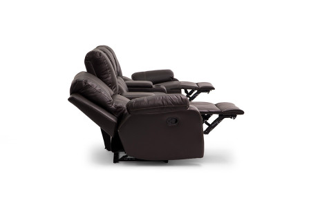 Oxford 4 Seater Leather Cinema Recliner - Brown -