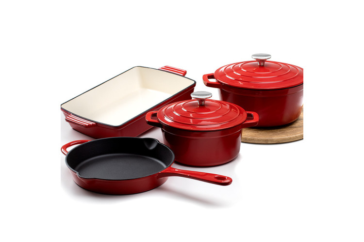 Nouvelle Cast Iron 6 Piece Cookware Set - Red -