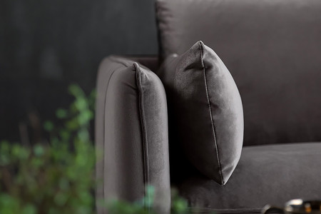 Emeline 3 Seater Couch - Velvet Dark Grey -