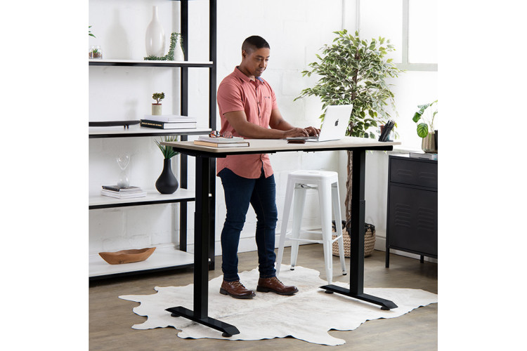 Velocity Height Adjustable Standing Desk - Black & Maple
