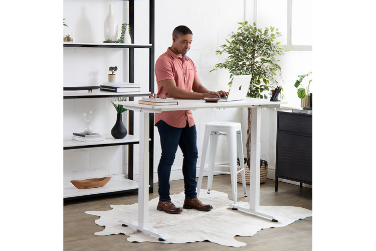 Velocity Height Adjustable Standing Desk - White & Maple