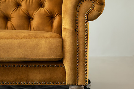 Lannfield 3 Seater Couch - Textured Velvet Mustard -