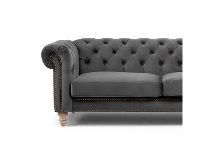 Lannfield 3 Seater Couch -  Velvet Charcoal -