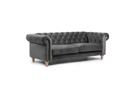 Lannfield 3 Seater Couch - Velvet Charcoal -