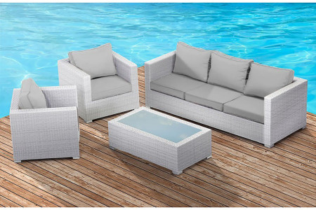 Montae 4 Piece Patio Lounge Set - White -