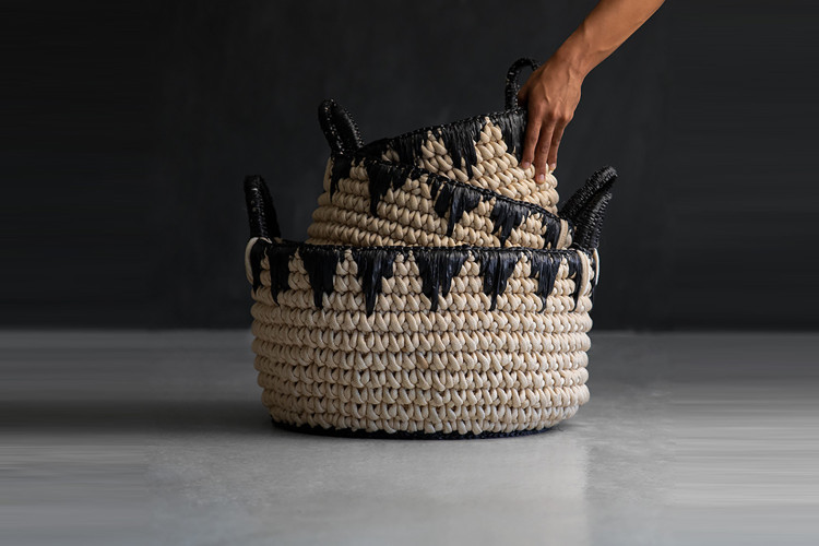Kiman Basket Set - Dark Grey & Natural