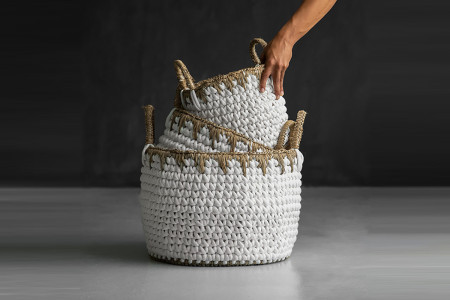 Kiman Basket Set - White & Natural
