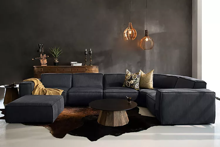 Jagger Modular - Grand Corner Couch with Ottoman - Night Sky