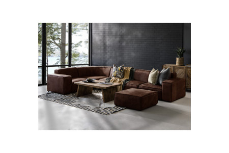 Jagger Leather Modular Grand Corner Couch with Ottoman 
