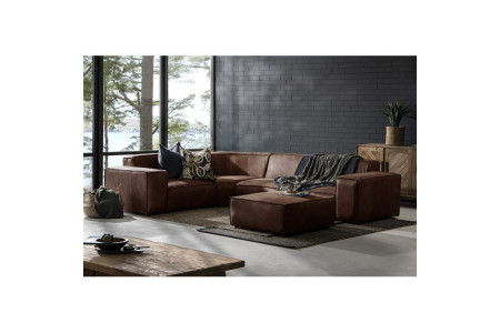Jagger Leather Modular Corner Couch With Ottoman 