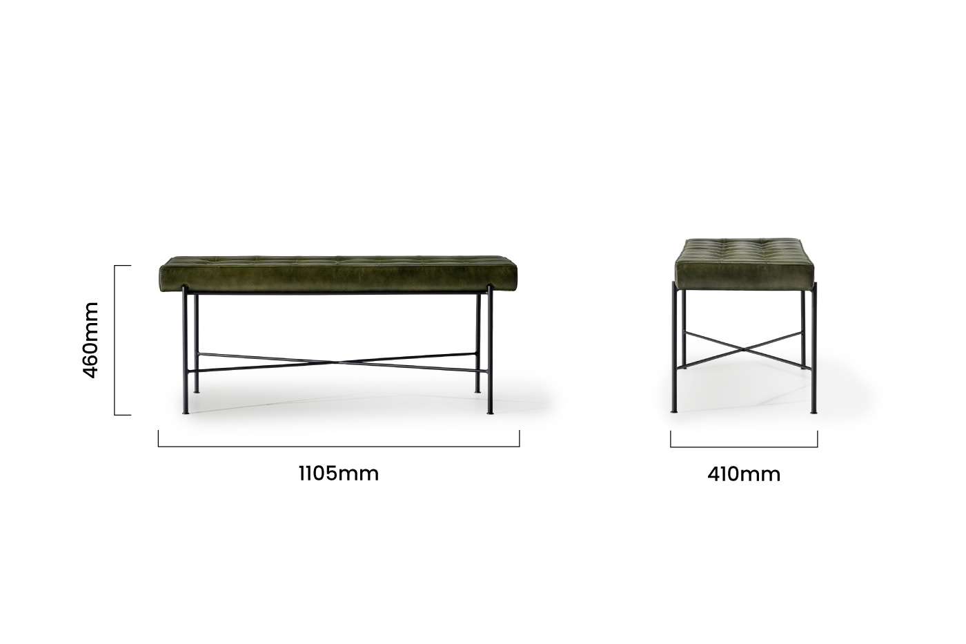 cielo_connery_leather_bench_vintage_green_dimensions
