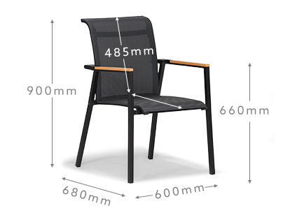 Villora Patio Dining Chair, Dining Chair Dimensions Mm
