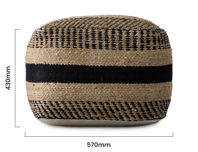 Revia Ottoman - Natural & Black For Sale | Cielo
