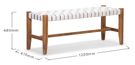 Zachary Leather Bench - White For Sale | Cielo